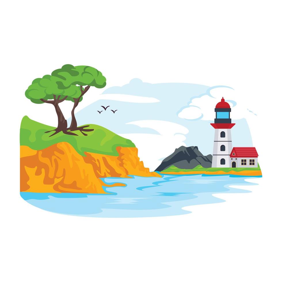 download dit platte ontwerp van rivierlandschap vector