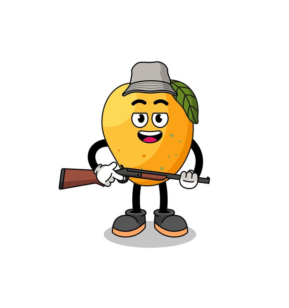 cartoon illustratie van mango fruit jager vector