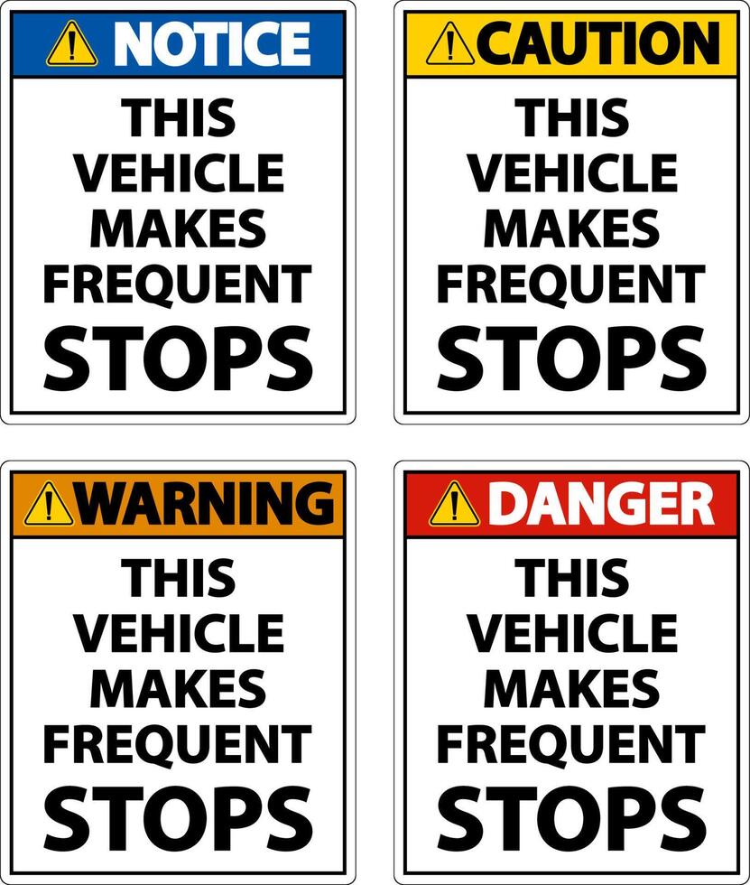 dit voertuig maakt frequente stops label op witte achtergrond vector