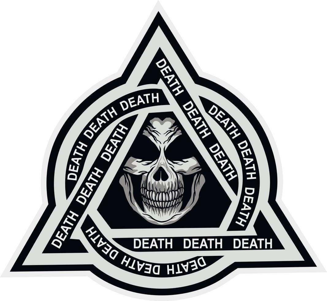 militair embleem met schedel in driehoek, grunge vintage design t-shirts vector