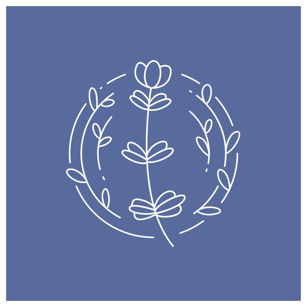 bloemenkrans voor kaartdecoratie illustratie blauwe achtergrond vector