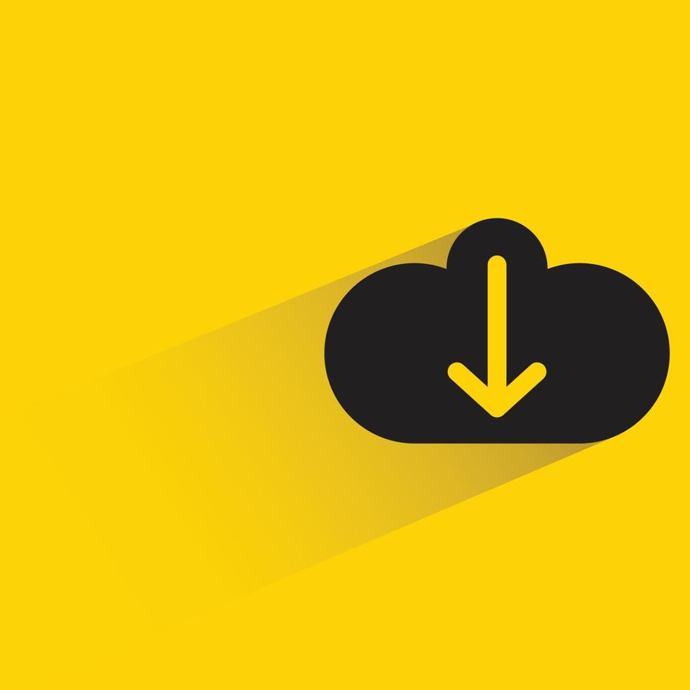 cloud download icoon op gele achtergrond vector
