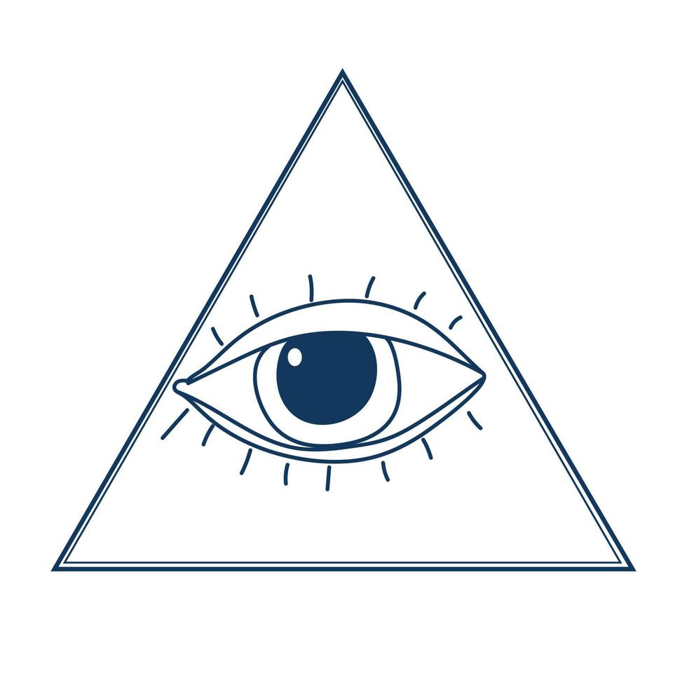 het oog in de driehoek. het alziende oog in de piramide. astrologisch en occult teken, spiritualiteit. magisch heilig symbool vector