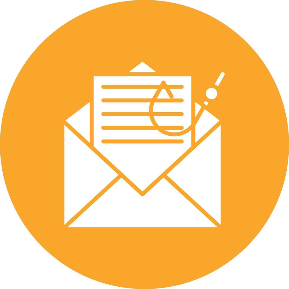 e-mail phishing glyph cirkel achtergrondpictogram vector