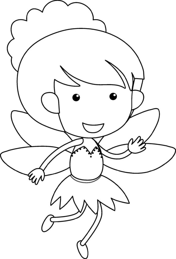 engel zwart-wit doodle karakter vector