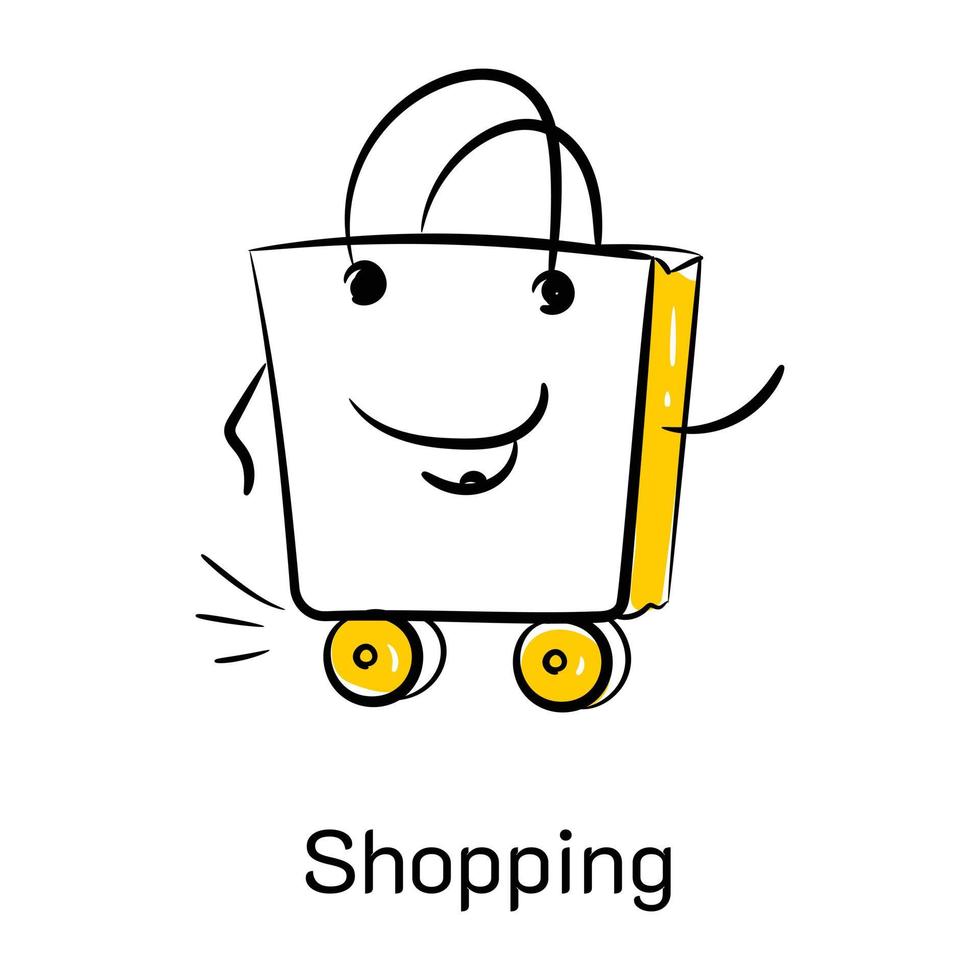 pak dit geweldige icoon van winkelen, schetsmatige stijl vector