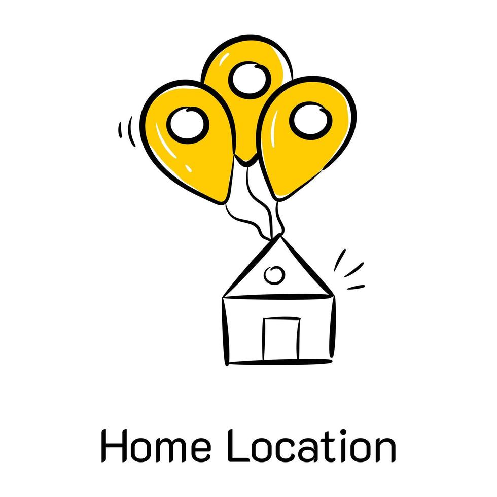 een zorgvuldig vervaardigd doodle-pictogram van de thuislocatie vector