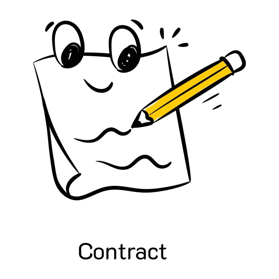 een vakkundig vervaardigd icoon van contract, handgetekende stijl vector