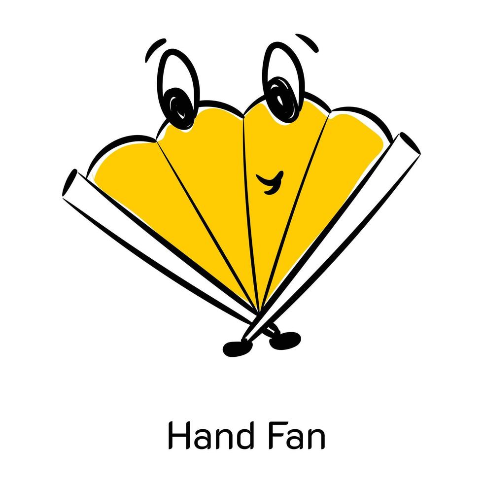 een schattig doodle icoon vector van hand fan