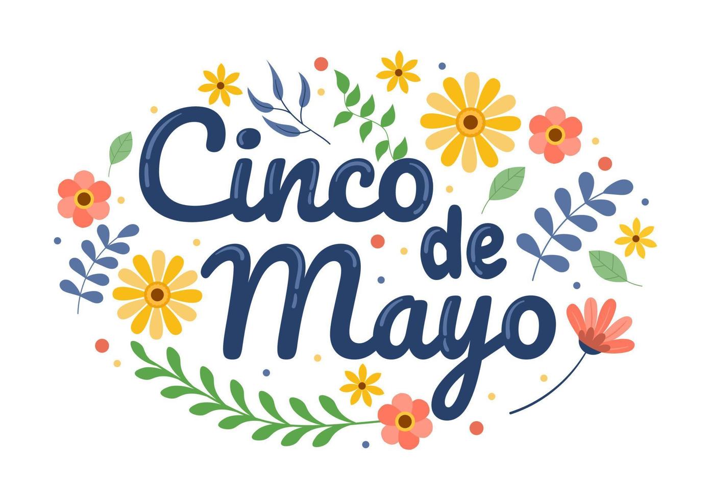 cinco de mayo Mexicaanse vakantie viering cartoon stijl illustratie met cactus, gitaar, sombrero en tequila drinken voor poster of wenskaart vector