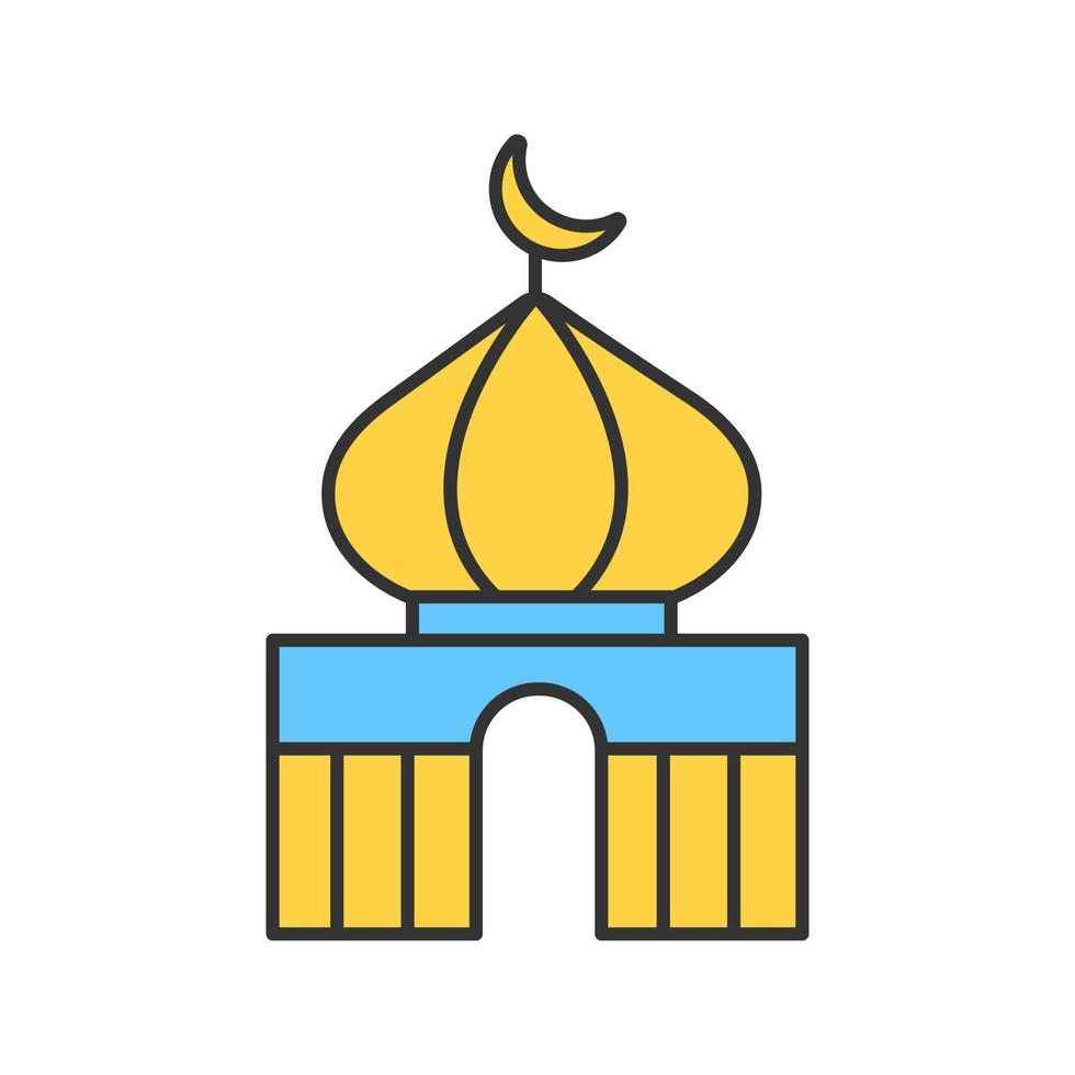 moskee kleur icoon. islamitische cultuur. moslim aanbiddingsplaats. geïsoleerde vectorillustratie vector