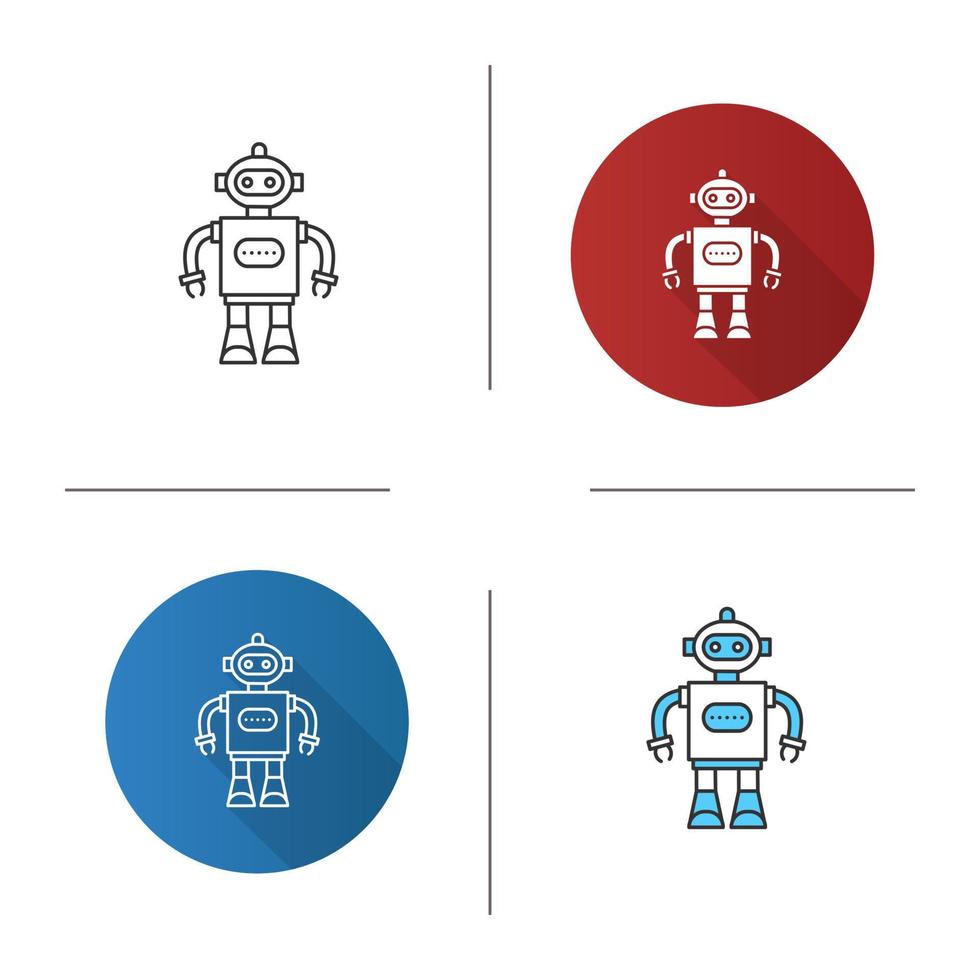 speelgoed robot icoon. plat ontwerp, lineaire en kleurstijlen. geïsoleerde vectorillustraties vector
