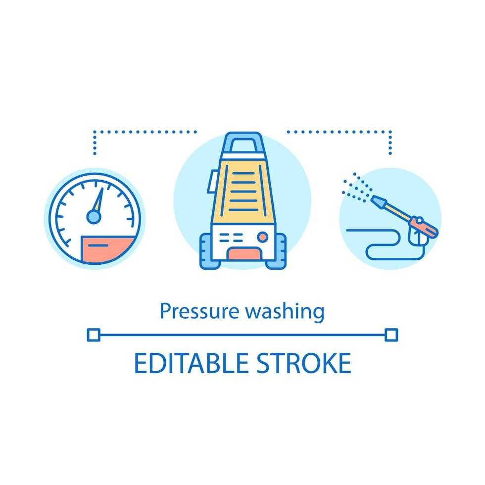 druk wassen concept icoon. reinigingsmethode idee dunne lijn illustratie. krachtige reiniging. gebruik van water onder hoge druk om vuil te verwijderen. hydrojet wassen. vector geïsoleerde tekening. bewerkbare streek