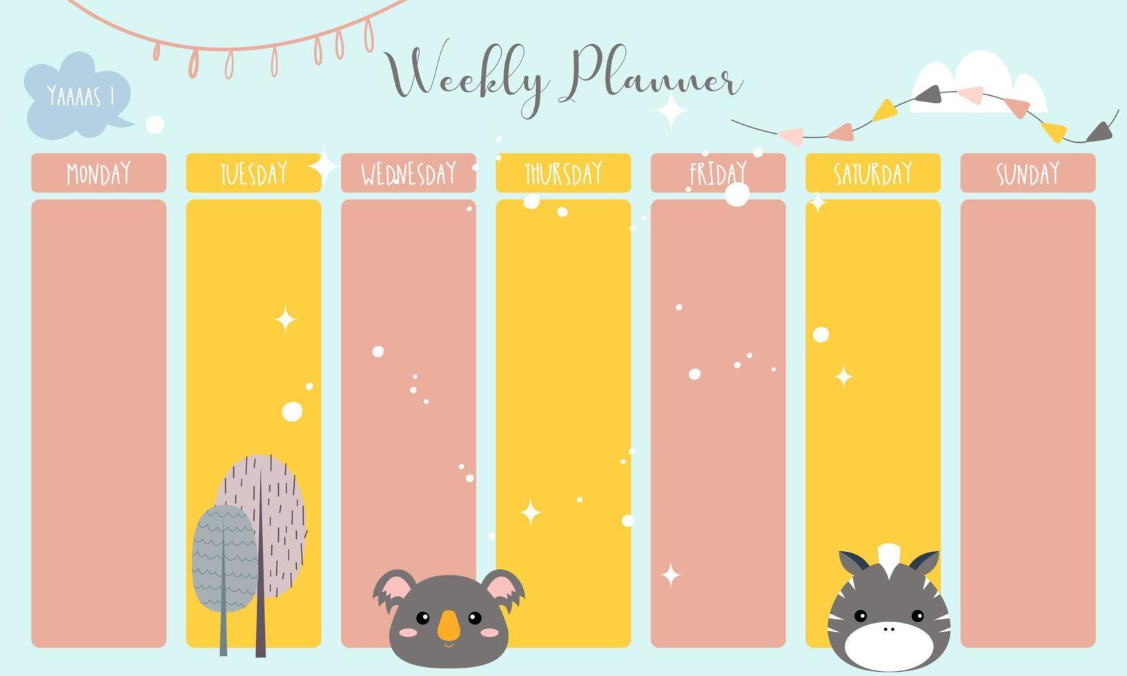 schattige weekplanner background.vector illustratie voor kind en baby vector