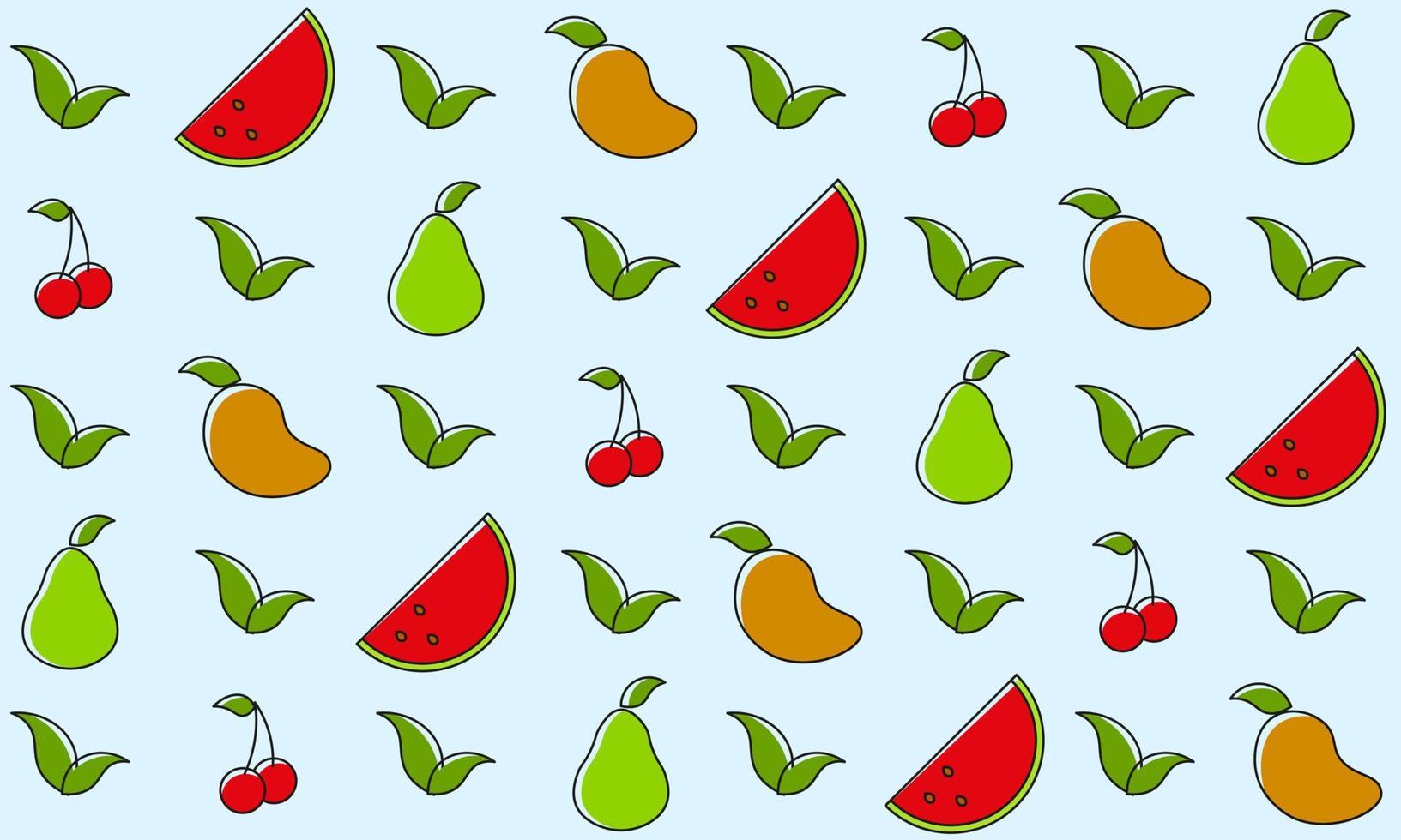 fruitverzameling in platte, handgetekende stijlillustraties vector