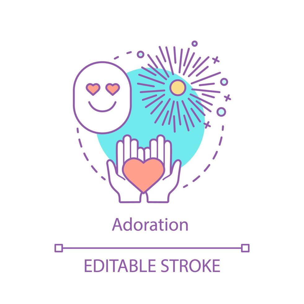 aanbidding concept icoon. romantiek idee dunne lijn illustratie. schattig persoon. hart gevoel. minnaar passie. romantische relatie waarde. verliefd worden. vector geïsoleerde overzichtstekening. bewerkbare streek