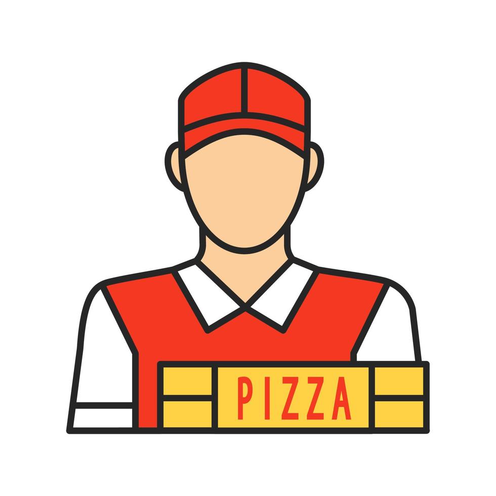 pizza bezorger kleur icoon. bezorgservice. geïsoleerde vectorillustratie vector