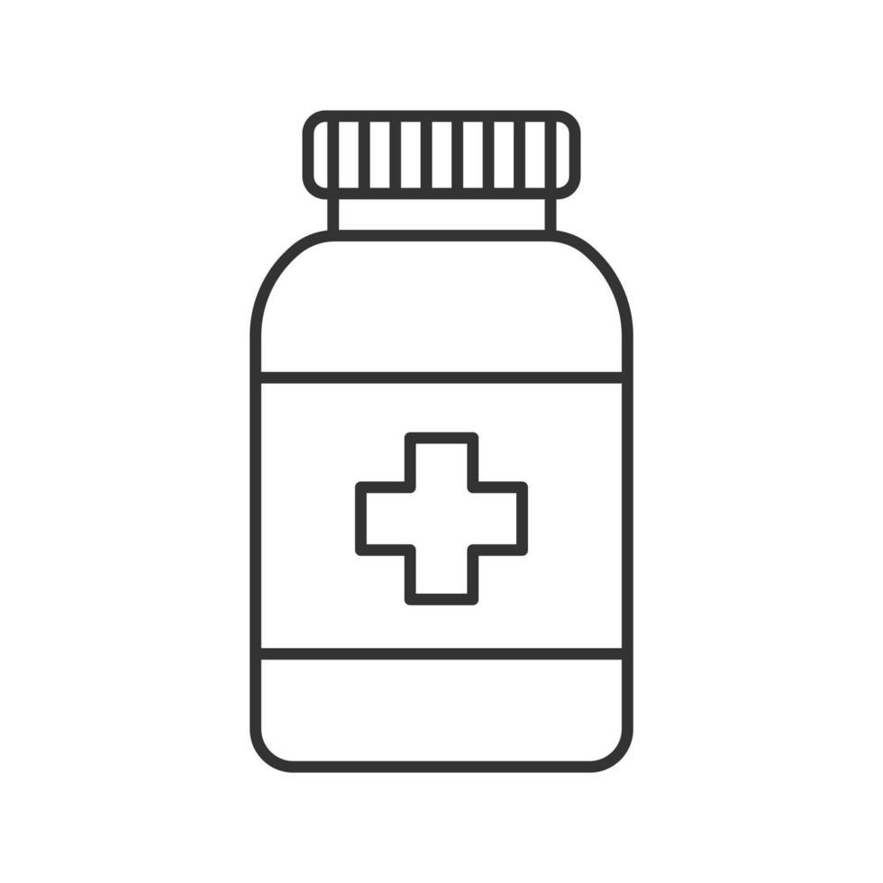 recept pillen fles lineaire pictogram. dunne lijn illustratie. medicijnen. contour symbool. vector geïsoleerde overzichtstekening