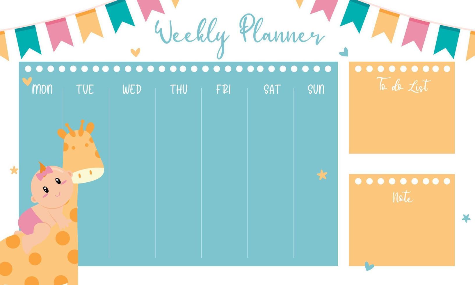 schattige weekplanner background.vector illustratie voor kind en baby vector