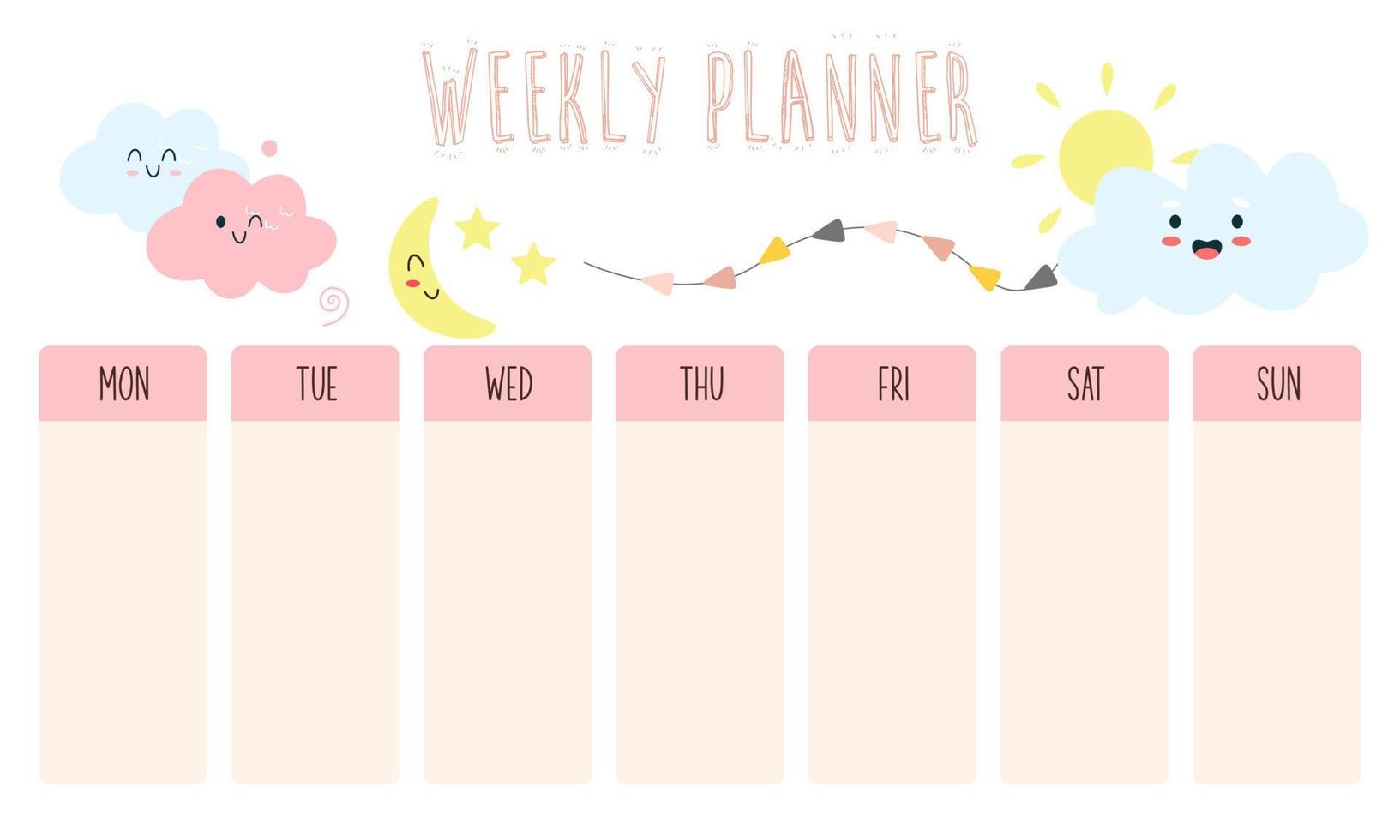 schattige weekplanner background.vector illustratie voor kind en baby vector