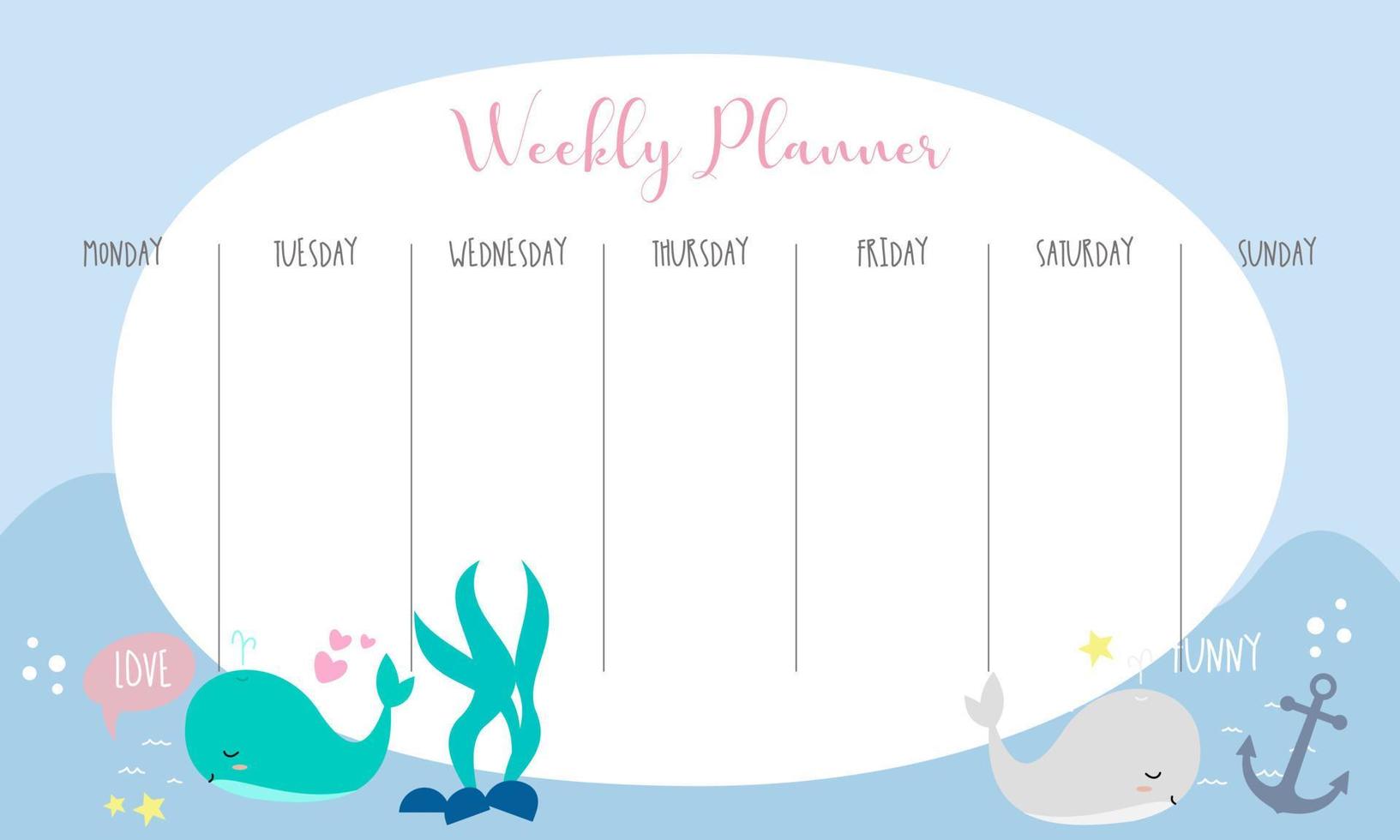 schattige weekplanner background.vector illustratie voor kind en baby vector