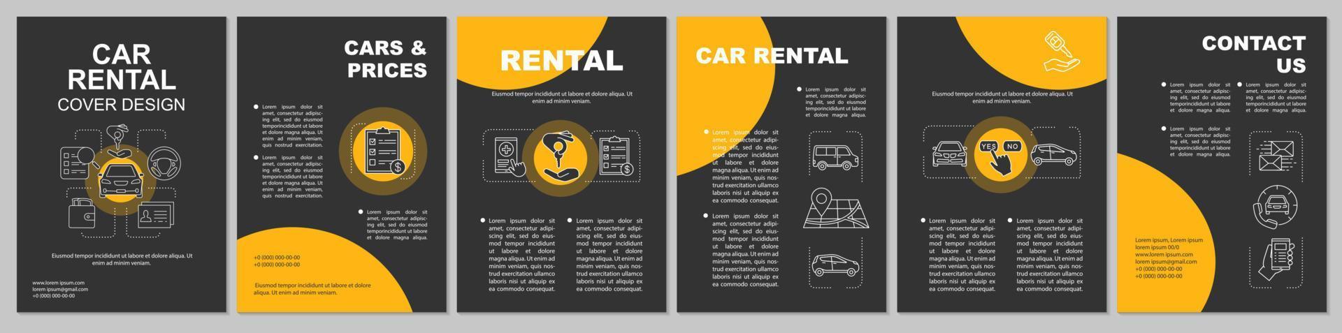 autoverhuur brochure sjabloon lay-out. carpoolservice. flyer, boekje, folder print ontwerp. taxi bestellen. auto huren. vectorpaginalay-outs voor tijdschriften, jaarverslagen, reclameposters vector