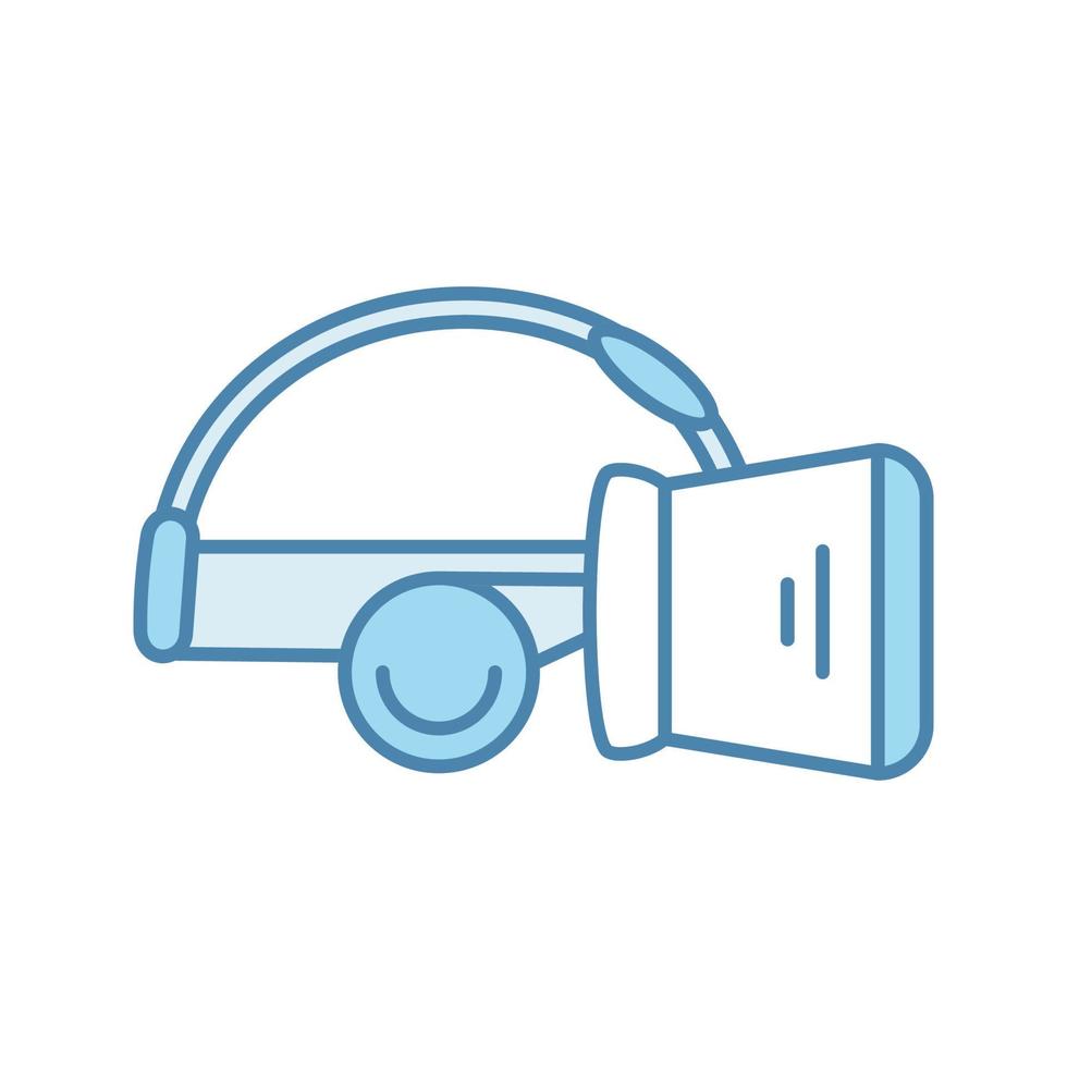 vr headset kleur icoon. virtual reality-maskerset. vr-bril, bril met ingebouwde koptelefoon. geïsoleerde vectorillustratie vector