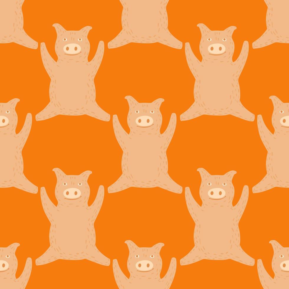 naadloze patroon schattige varkens. achtergrond van mollige piggy in doodle stijl. vector