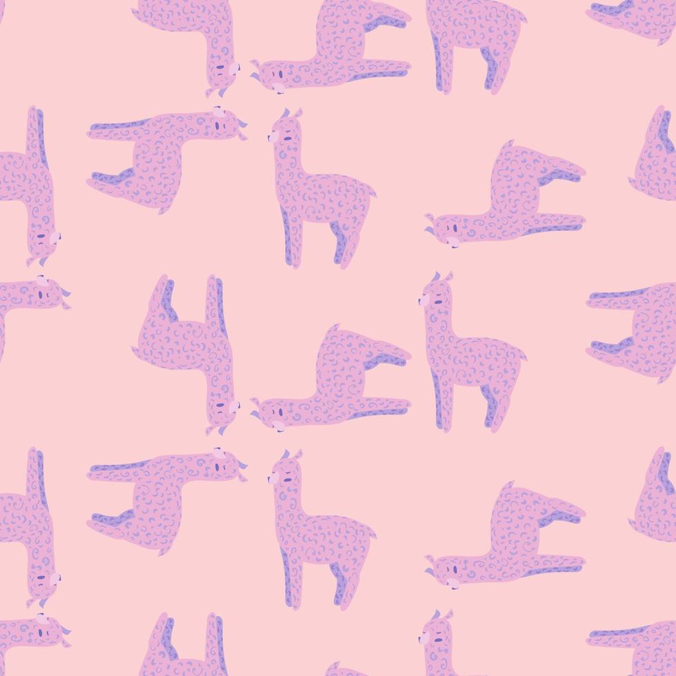 vrolijk alpaca naadloos patroon. achtergrond met grappige lama in doodle stijl voor stof. vector