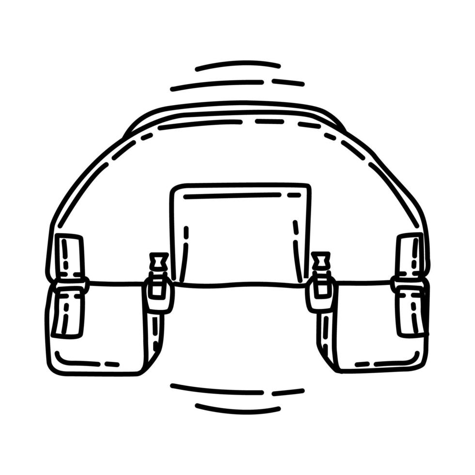 motorfiets zachte bagage pictogram. doodle hand getrokken of schets pictogramstijl. vector