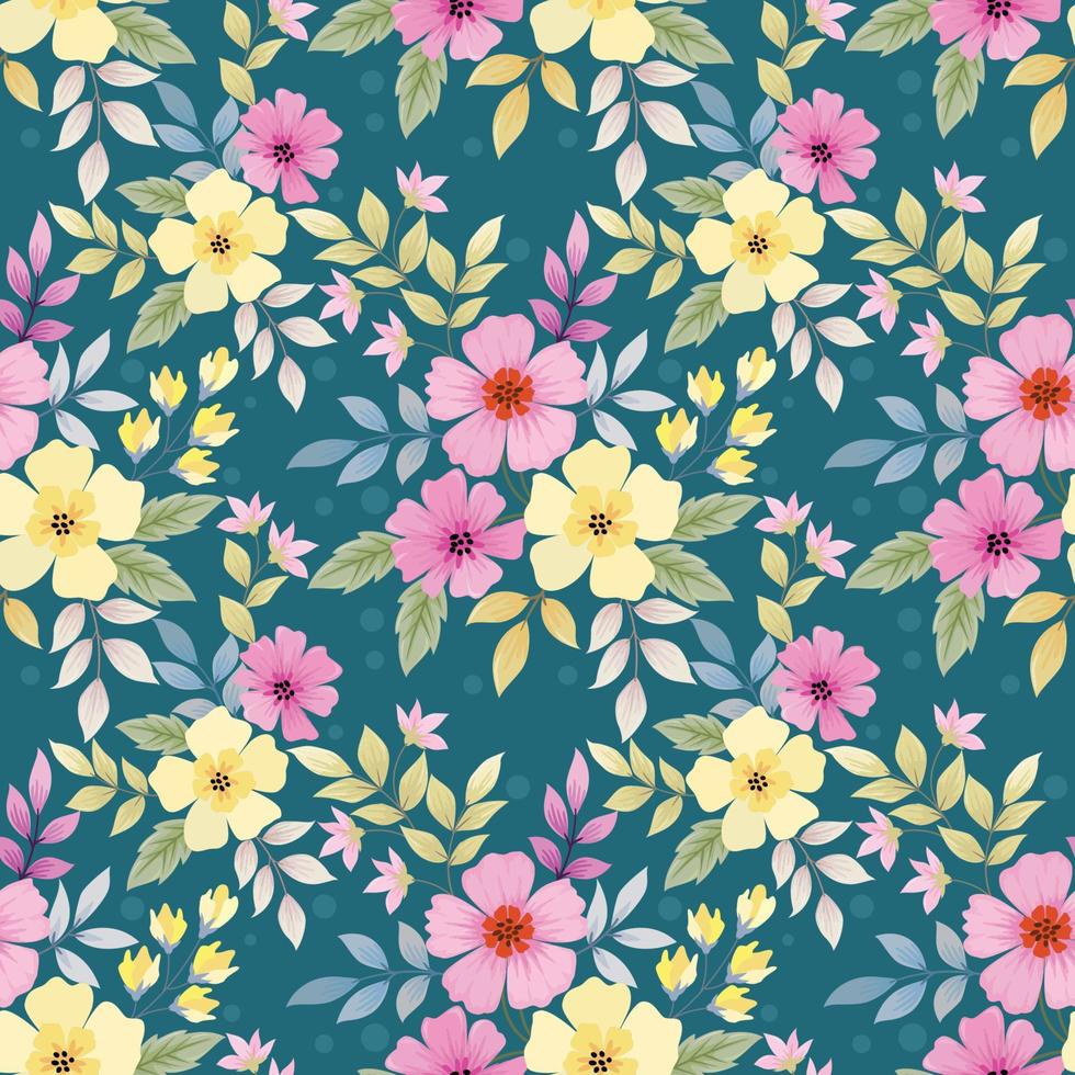 kleurrijke hand tekenen bloemen naadloze patroon. vector