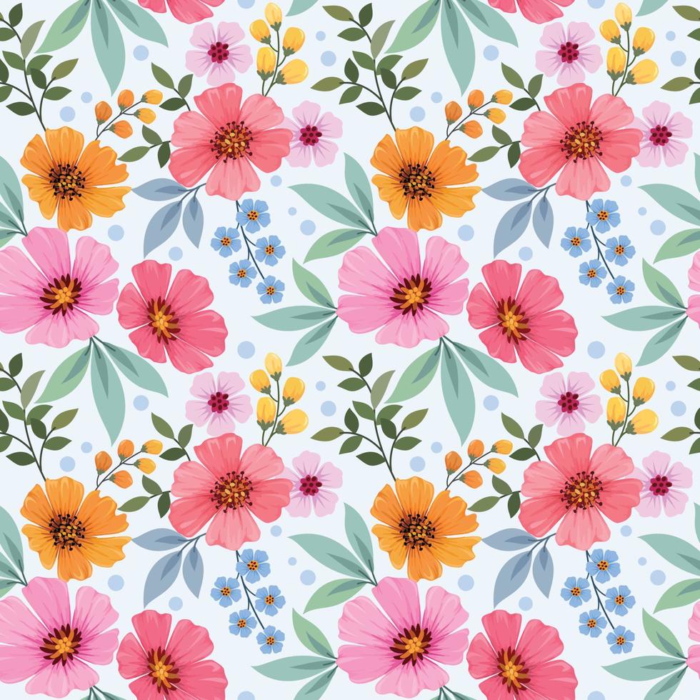 kleurrijke hand tekenen bloemen naadloze patroon. vector