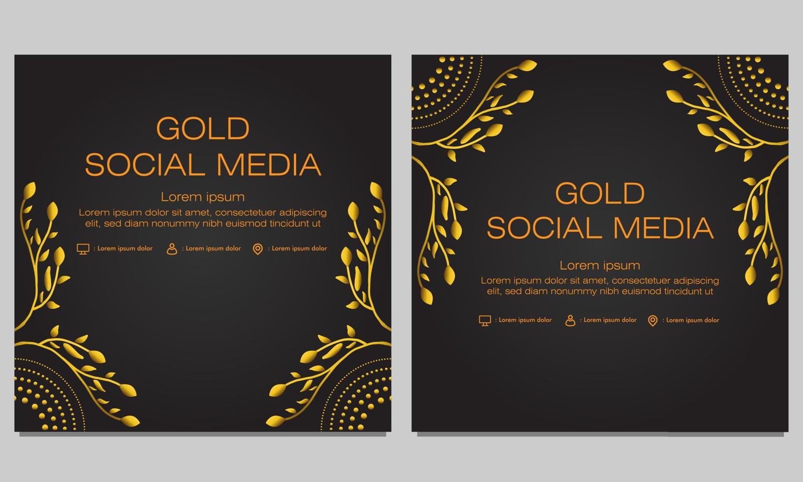 gouden bloemen social media postsjabloon vector