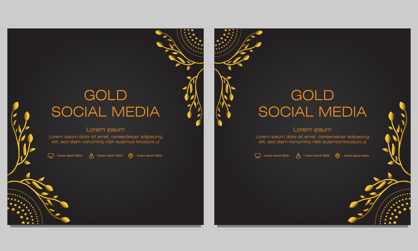gouden bloemen social media postsjabloon vector