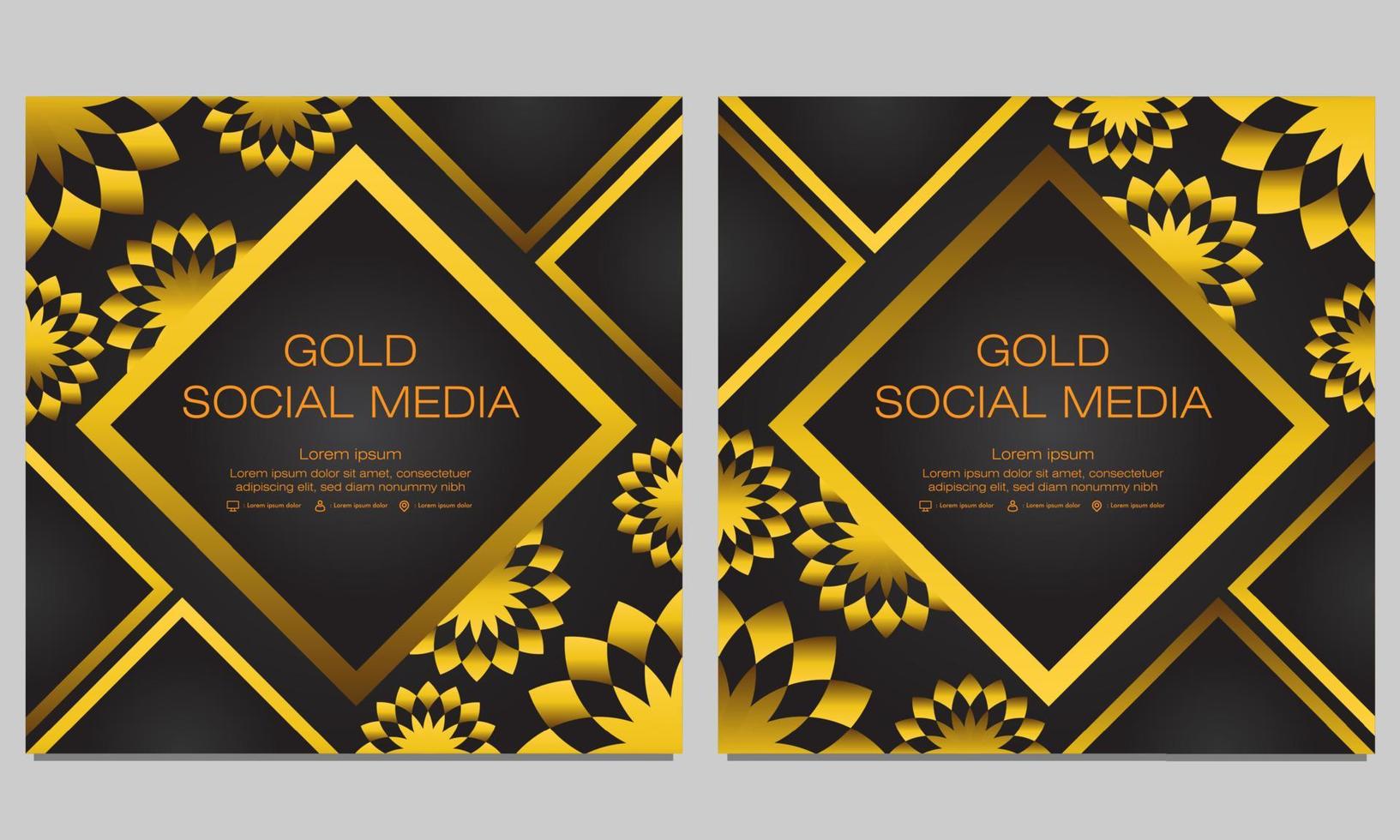 gouden bloemen social media postsjabloon vector