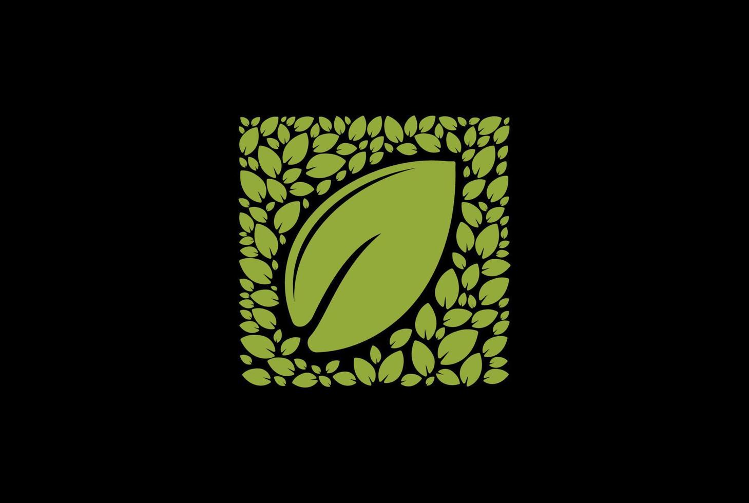 vierkant natuur groen blad bladeren gebladerte logo ontwerp vector