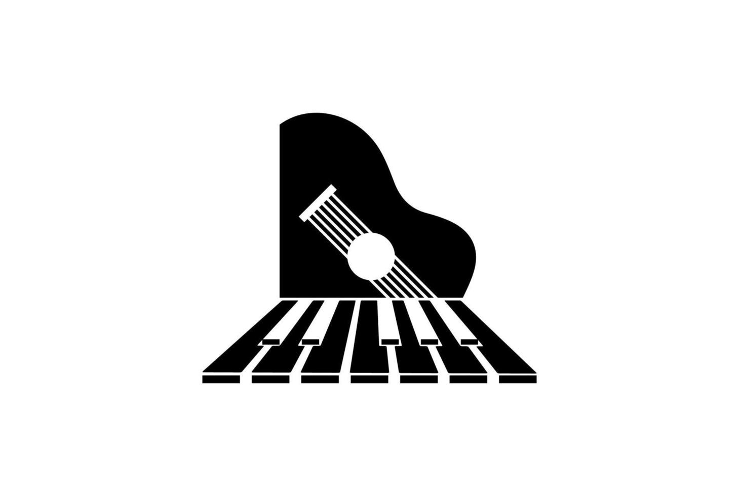 gitaarsnaren met pianosleutel muziekinstrument logo ontwerp vector