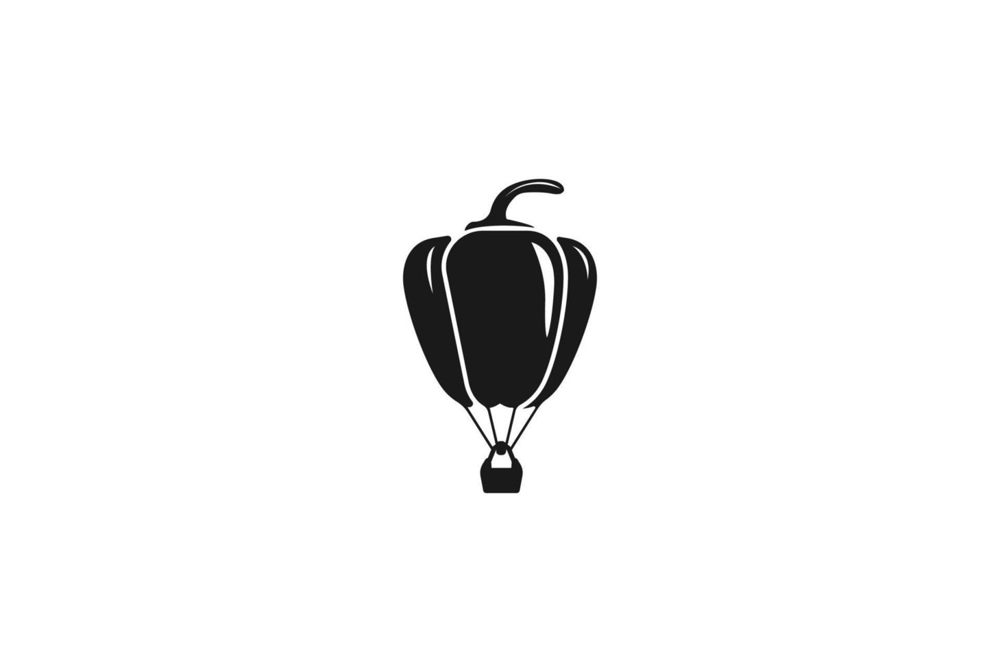 vintage paprika sky reisballon voor voedsel boerderij product logo ontwerp vector