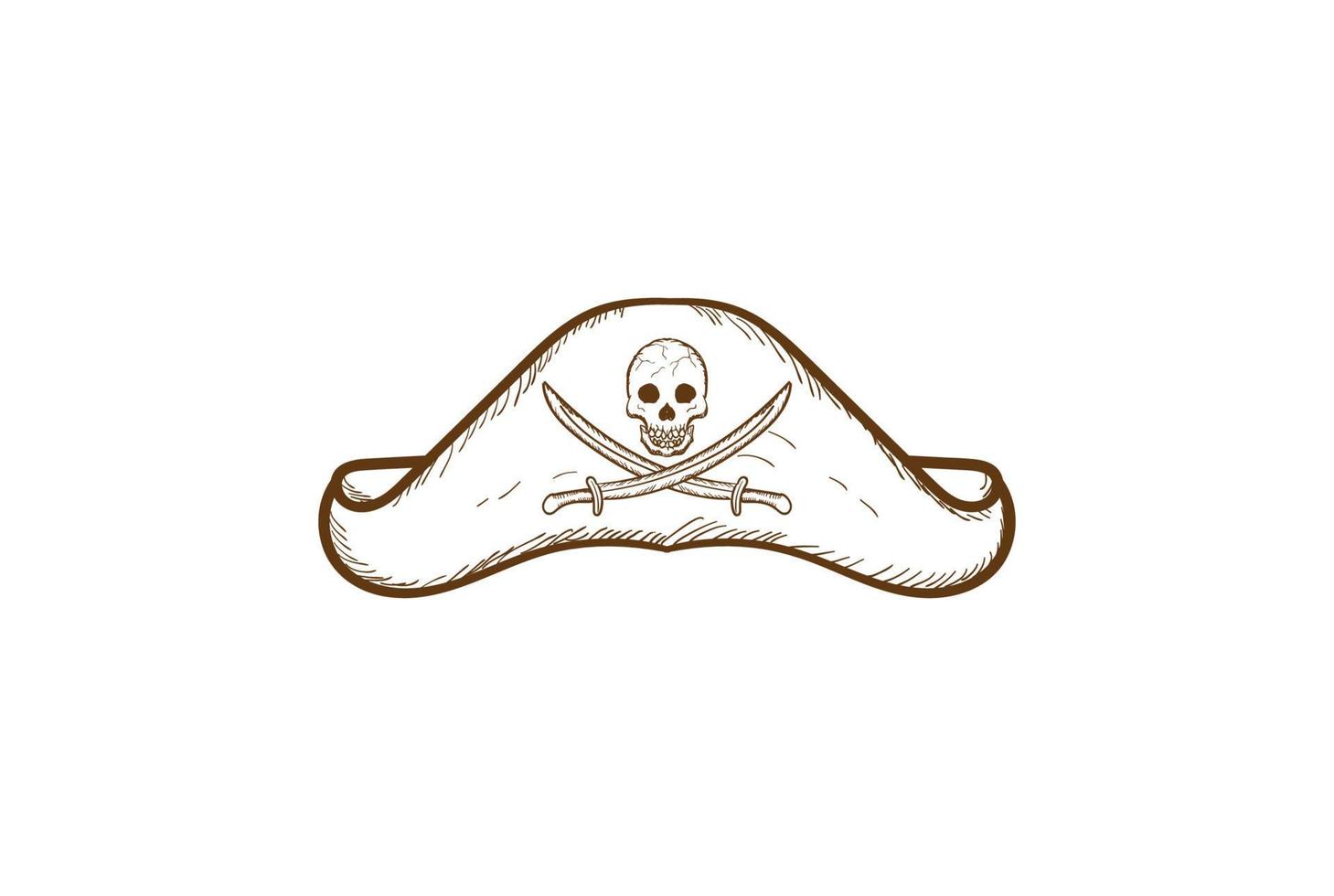 vintage retro piraten matroos hoed met zwaard en schedel embleem logo ontwerp vector