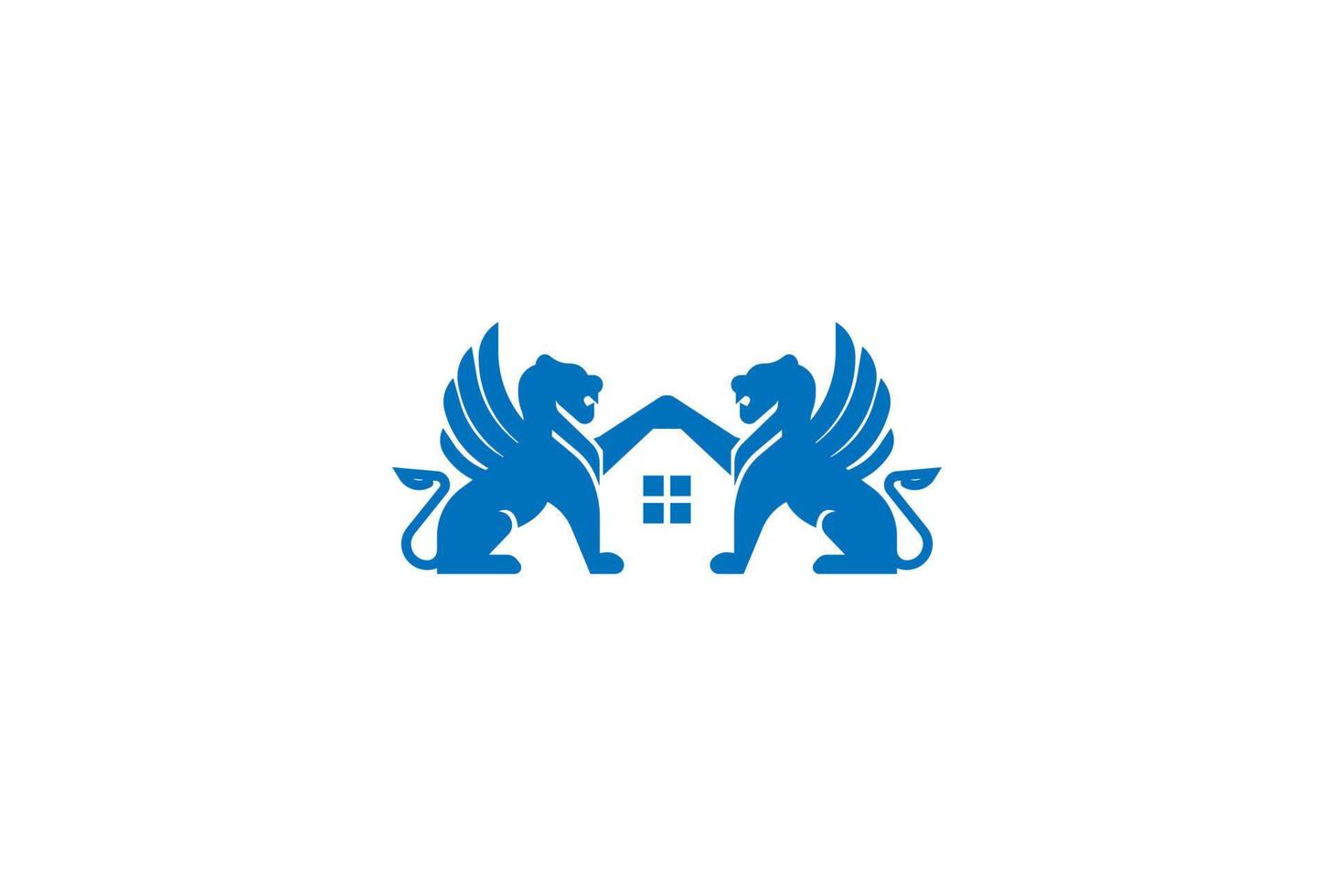 elegante griffioen leeuwenvleugel kam met dakraam voor appartement onroerend goed logo ontwerp vector