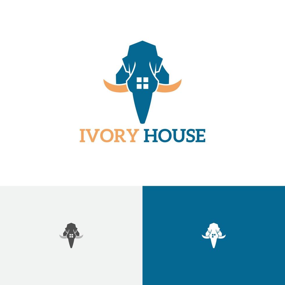 ivoren huis olifant onroerend goed onroerend goed sterk constructie logo vector