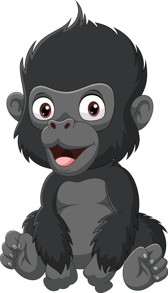 cartoon schattige baby gorilla zittend vector