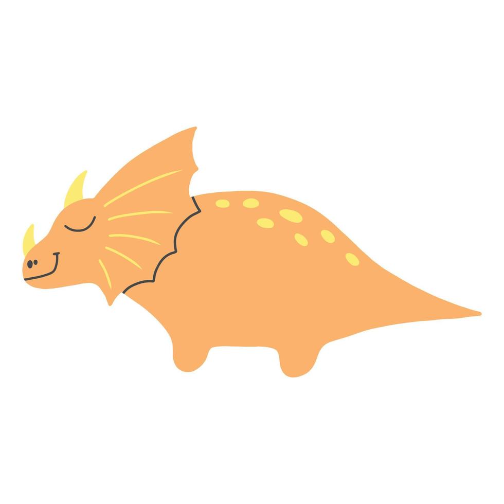 kinder cartoon dinosaurus op een witte achtergrond. vectorillustratie. dino in doodle-stijl. hand getekende oranje dinosaurus. vector