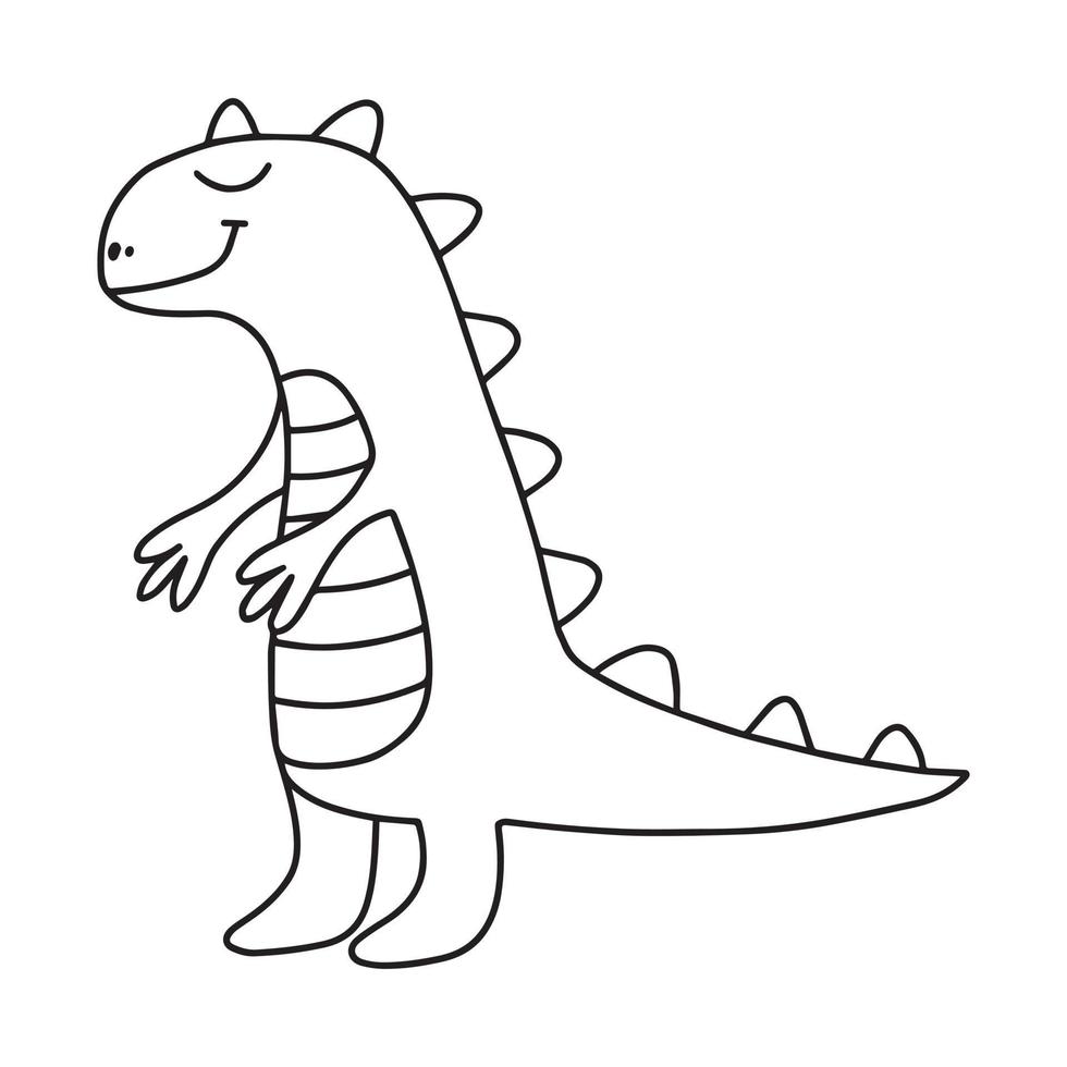 dinosaurus in doodle stijl. vectorillustratie. schattige handgetekende dino. kleurboek voor kinderen. vector