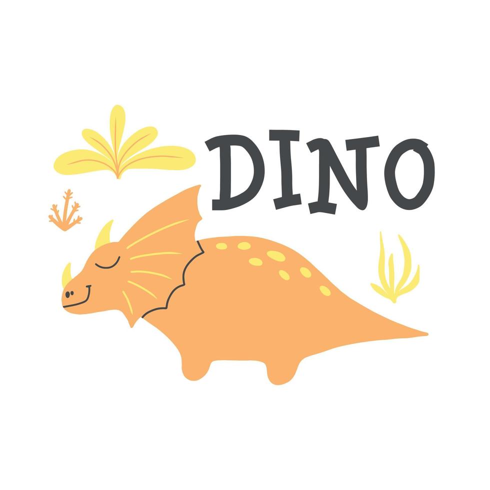 kinderposter met een schattige dinosaurus. handgetekende illustratie met dino. de illustratie is geschikt voor pinten, kinderposters, ansichtkaarten. vectorillustratie. vector
