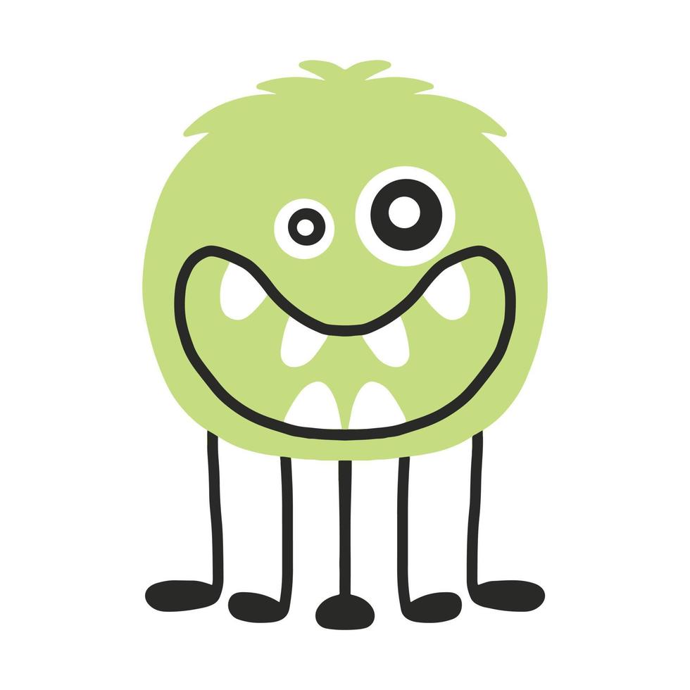 kinderachtig schattig monster. groene monster .getekende alien. vectorillustratie. vector