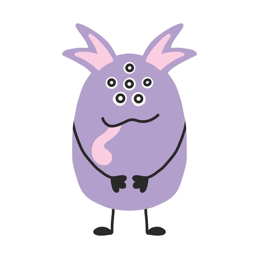 kinderachtig schattig monster. roze monster. getekende vreemdeling. vectorillustratie. vector