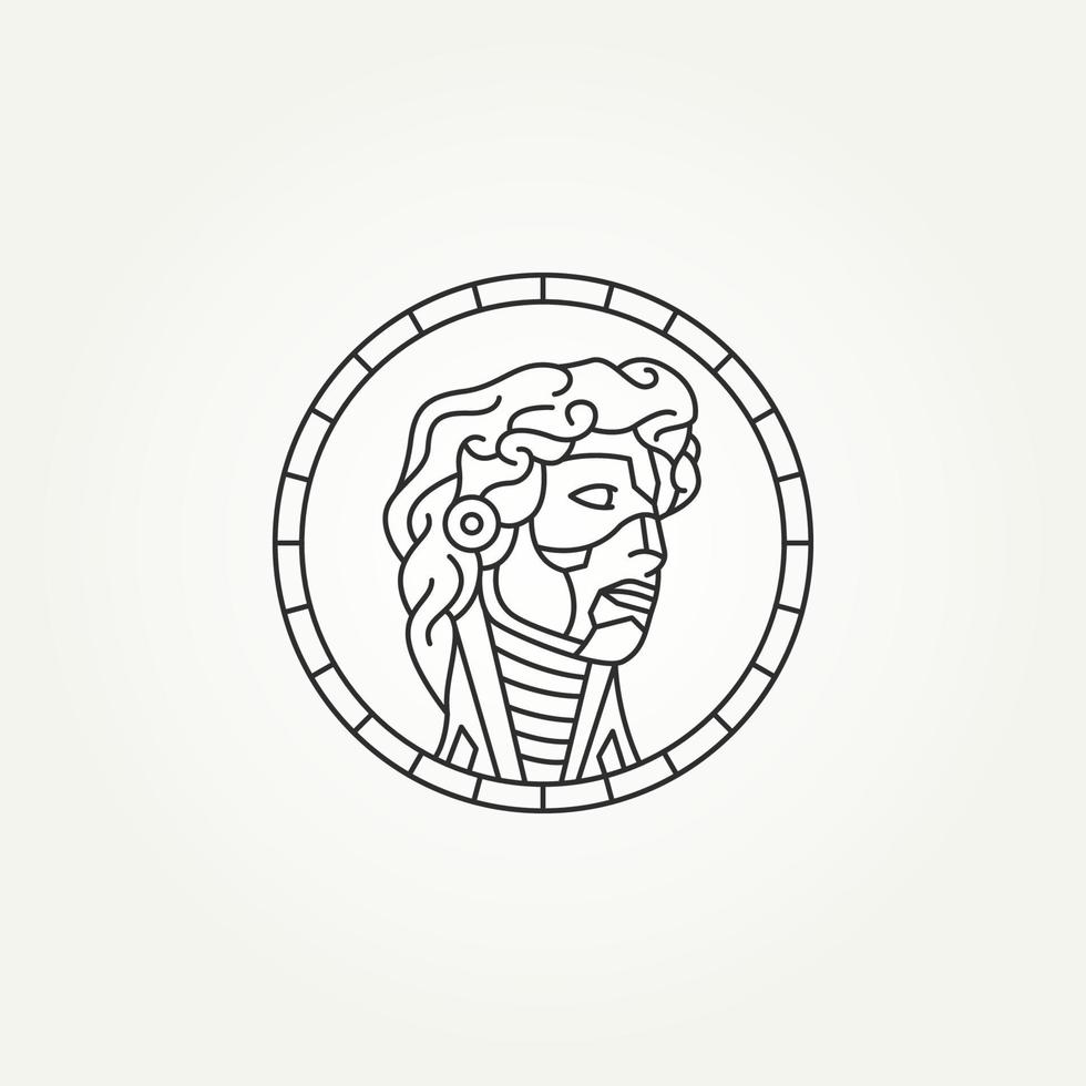 humanoïde hoofd lijntekeningen badge pictogram logo ontwerp vector