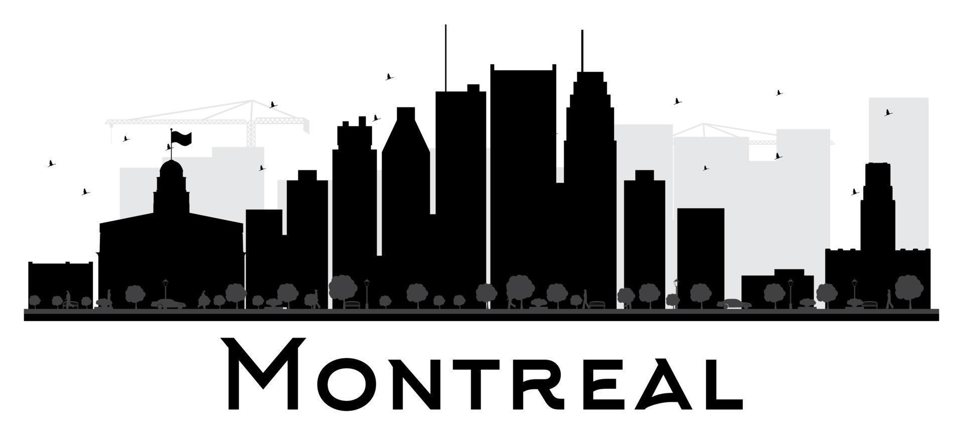 Montreal stad skyline zwart-wit silhouet. vector