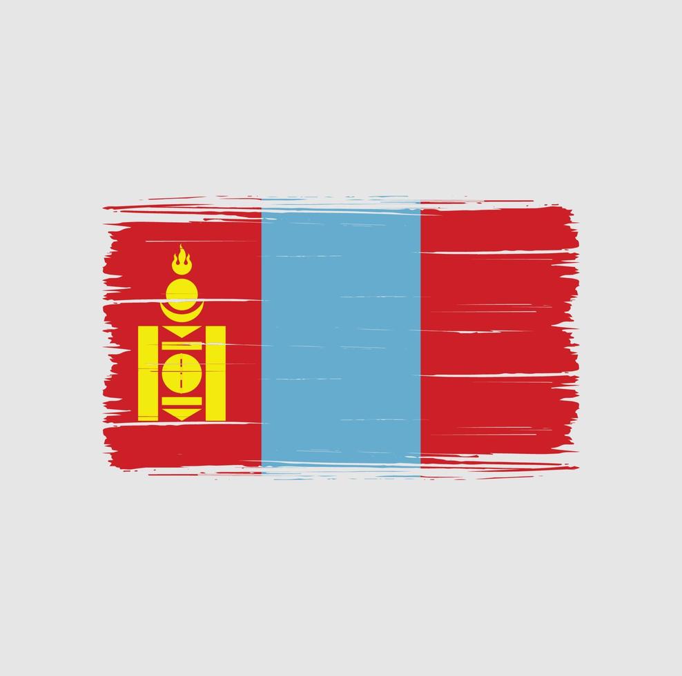 Mongolië vlag penseelstreken. nationale vlag vector